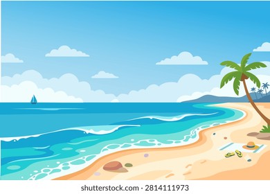 Vector illustration of a beachside scene