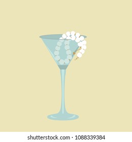 Vector illustration. Beads in a glass. Element of a festive jewelry design. The symbol of fashion.