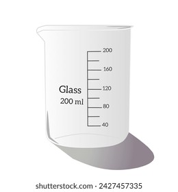 Vector illustration of beaker glass on white background