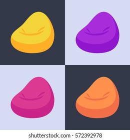 Vector Illustration Of Bean Bag Chair With 4 Color Options