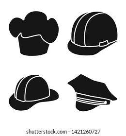Vector illustration of beanie  and beret logo. Collection of beanie  and napper vector icon for stock.