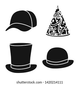 Vector illustration of beanie  and beret sign. Set of beanie  and napper vector icon for stock.