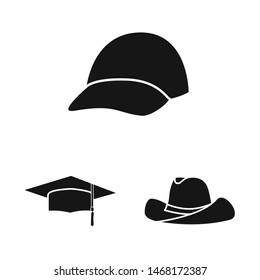 Vector illustration of beanie and beret sign. Set of beanie and napper vector icon for stock.