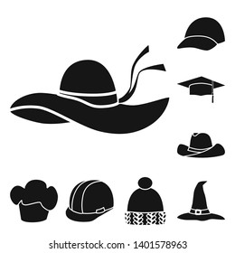 Vector illustration of beanie  and beret symbol. Set of beanie  and napper stock symbol for web.