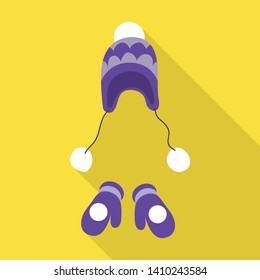 Vector illustration of beanie  and mitten sign. Set of beanie  and ornament  vector icon for stock.