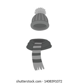 Vector illustration of beanie  and scarf icon. Set of beanie  and cap  stock symbol for web.