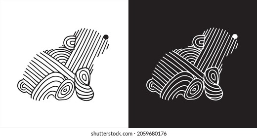 Vector Illustration of Bear Animal Wildlife in Abstract Lines. Isolated Graphic Design for Print, Logo and Background.