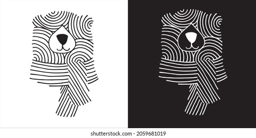 Vector Illustration of Bear Animal Wildlife in Abstract Lines. Isolated Graphic Design for Print, Logo and Background.