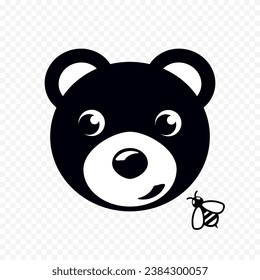 Ilustración vectorial de un personaje de oso y abeja en el diseño de dibujos animados.