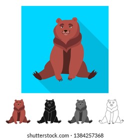 Vector illustration of bear and brown symbol. Set of bear and sleep vector icon for stock.