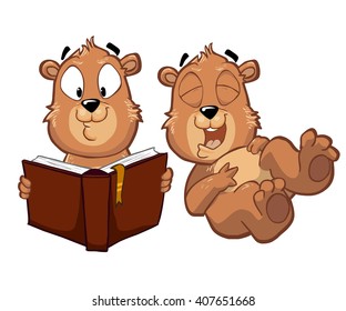 Vector illustration of bear character with different emotions and poses