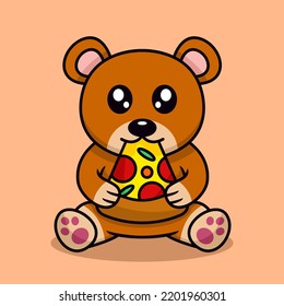 Vector illustration of a bear and chibi animal