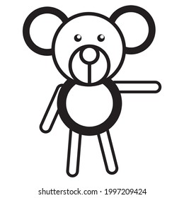 vector illustration of bear with cute face showing direction, suitable for children's education