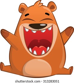 Vector Illustration Of Bear Eating With Mouth Wide Open