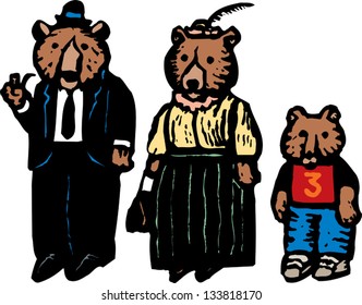 Vector Illustration Bear Family Stock Vector (Royalty Free) 133818170