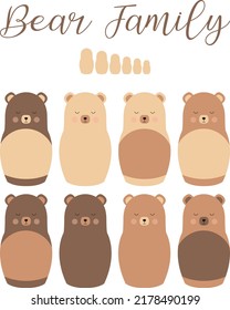 ilustración vectorial de la familia de osos en muñeca rusa
