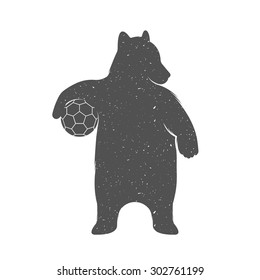 Vector Illustration Bear Football with Ball on a white background. Bear Symbol Can be used for T-shirts print, labels, badges, stickers, logotypes vector illustration