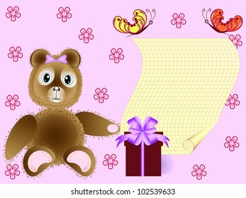 Vector Illustration: bear greeting card