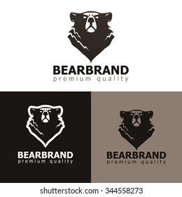 Vector illustration of bear. Grizzly bear silhouette design. Logo, label or mascot template.