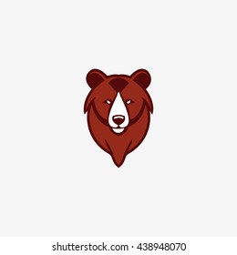 Vector illustration of bear head logo design template. flat style