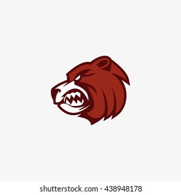 Vector illustration of bear head logo design template. flat style