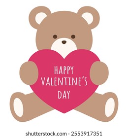 Vector illustration of a bear with a heart. Valentine's Day, gift