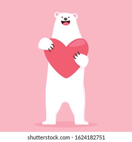 vector illustration of a bear holding a big heart