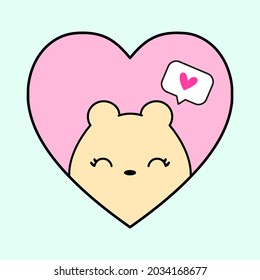 VECTOR ILLUSTRATION OF A BEAR INSIDE OF A PINK HEART, SLOGAN PRINT