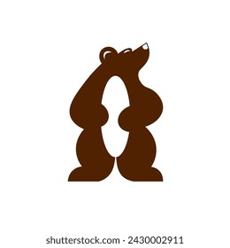 Ilustración vectorial de un oso mirando a un lado sobre un fondo blanco