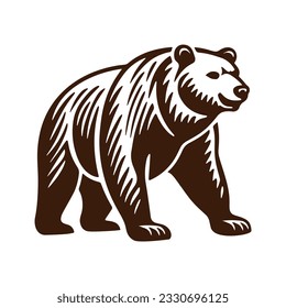 Vector illustration of a bear on a white background in vintage style