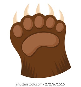 Vector illustration of bear paw isolated on white background ideal for wildlife fauna animal track themed design or cartoon illustration projects