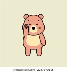 Vector Illustration of a Bear with Raised Hand