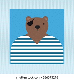 vector illustration bear sailor on a blue background