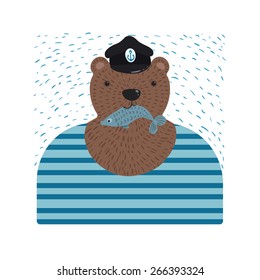 vector illustration bear sailor on a white background