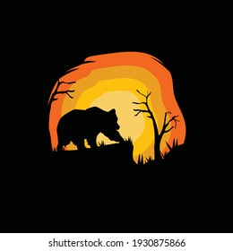 Vector illustration of bear silhouette