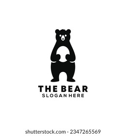 Vector Illustration of the bear Silhouette Logo with modern design style and standing bear suitable for your business