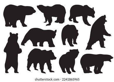 Vector illustration of a bear. Bear silhouette on white background