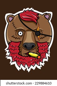 Vector illustration of Bear smoking a cigarette