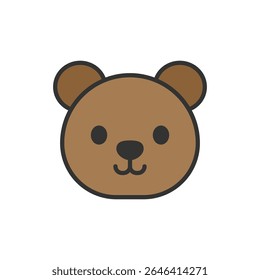 Vector illustration of a Bear in solid line style isolated in white background