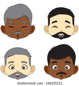 Vector illustration of beard and mustache man face