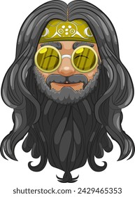 Vektor-Illustration eines bärtigen Hipsters mit Brille.