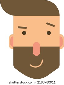 Vector Illustration Of Bearded Man Face. Mature Man. Hipster. Lumberjack. Happy Man Face. Parts Of The Face. Happy Facial Expression.