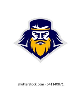 Vector illustration of a bearded viking or barbarian.
