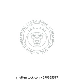 Vector illustration of a bear's head in a circle on a white background.