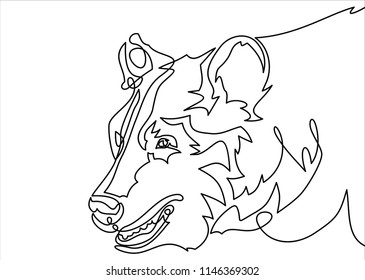 Vector illustration. bear's head. Line. one line continuous draw