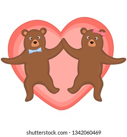 vector illustration with bears on Valentine's day