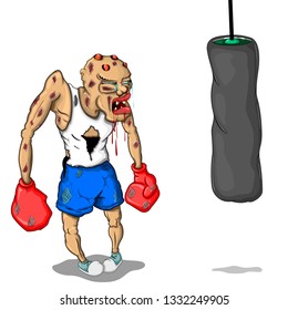 Vector illustration of a beaten boxer.