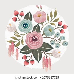  Vector illustration of a beatiful floral bouquet in spring for Wedding, anniversary, birthday and party. Design for banner, poster, card, invitation and scrapbook 