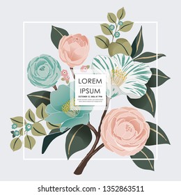  Vector illustration of a beatiful floral frame in spring for Wedding, anniversary, birthday and party. Design for banner, poster, card, invitation and scrapbook 
