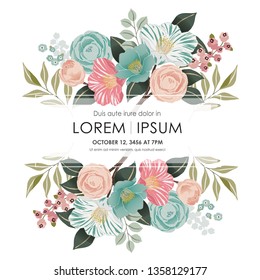  Vector illustration of a beatiful floral frame in spring for Wedding, anniversary, birthday and party. Design for banner, poster, card, invitation and scrapbook 